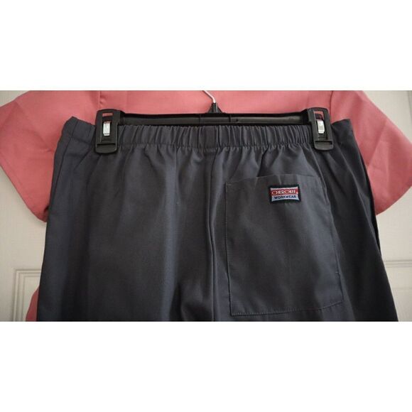 Grey’s Anatomy & Cherokee Womens Sz XXS Pink 3-Pocket Top & Gray Scrub Pants Set - Picture 3 of 15